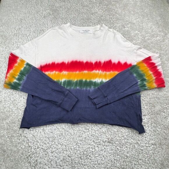 Daydreamer Free People Rainbow Wash Cropped Long Sleeve Tee - Picture 3 of 11